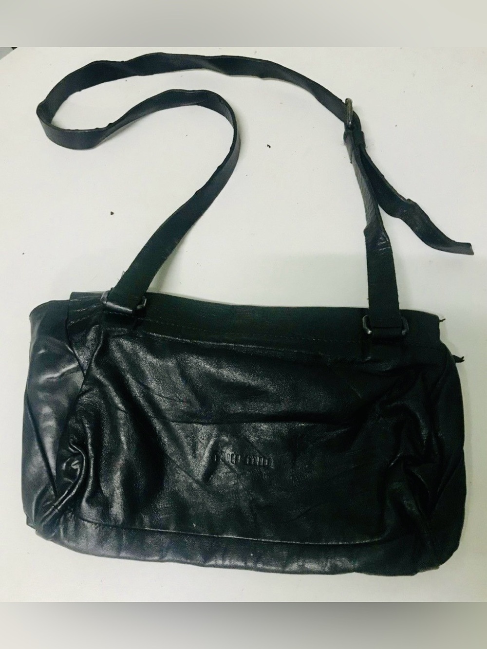Vintage MIU MIU Black Leather Crossbody Shoulder Bag